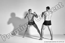 Underwear Martial art Man - Man White Moving poses Athletic Short Brown Dynamic poses Academic